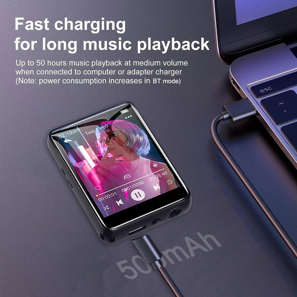 Metal MP3 Player Bluetooth 5.4 HiFi MP3 Music Player Built-in Speaker 2.4inch Touch Screen MP4 Player with E-book/Recording