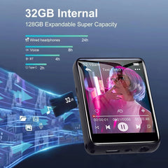 Metal MP3 Player Bluetooth 5.4 HiFi MP3 Music Player Built-in Speaker 2.4inch Touch Screen MP4 Player with E-book/Recording