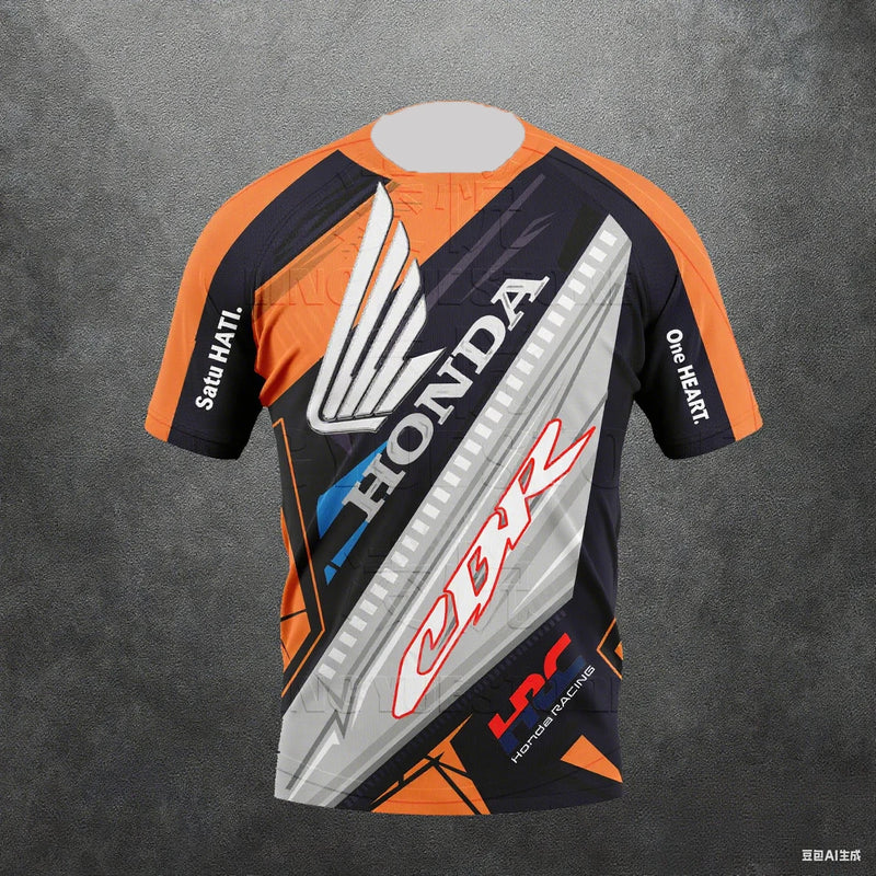 2025 New Honda HRC Racing Men's Summer Motorcycle Racing T-Shirt CBR Model Track Sports Enthusiast Short Sleeve