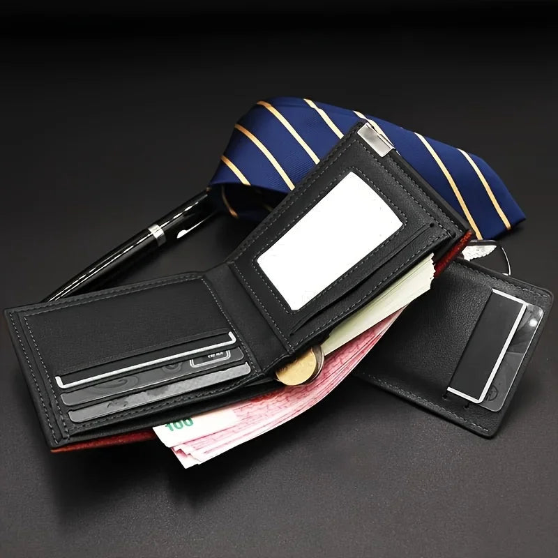 Custom Engraved Initials & Name PU Leather Wallet Men Gift for Birthday, Anniversary, Father's Day, Christmas Gift Personalized