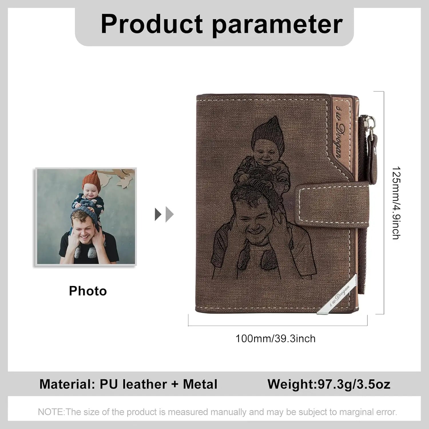 Personalized Engraved Photo Wallets for Men Custom Gifts for Dad, Husband, Boyfriend | Perfect Father's Day & Birthday Presents