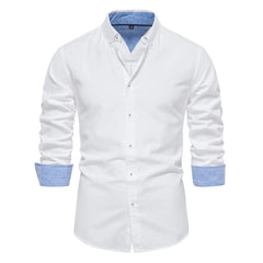 AIOPESON 2023 New Autumn Cotton Men's Oxford Shirt Long Sleeve Button Down Social Business Casual Shirts for Men