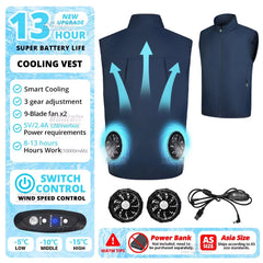 2024 Cool Vest Wearable Cooling Fan Vest Air-conditioned Clothes Cooling 13 Hours for High Temperature Work Fishing Vest Hiking