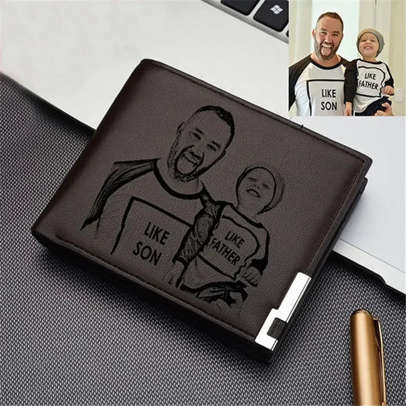 Personalized Engraved Man Bifold Wallets Custom Photo Wallet Custom Photo Premium Wallet Father's Day Gift for Dad From Daughter