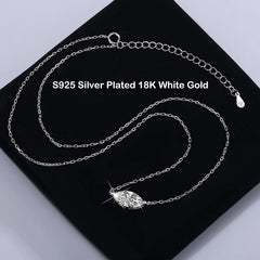 EWYA Marquise Cut 1/2CT Solitaire Moissanite Pendant Necklace Woman Man 925 Silver Lab Diamond Gra Certified Neck Chain Gift