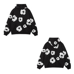 American High Street Fashion Hoodie Set Men's Bubble Print Casual Loose Fit Denim Jeans Popular Streetwear Style