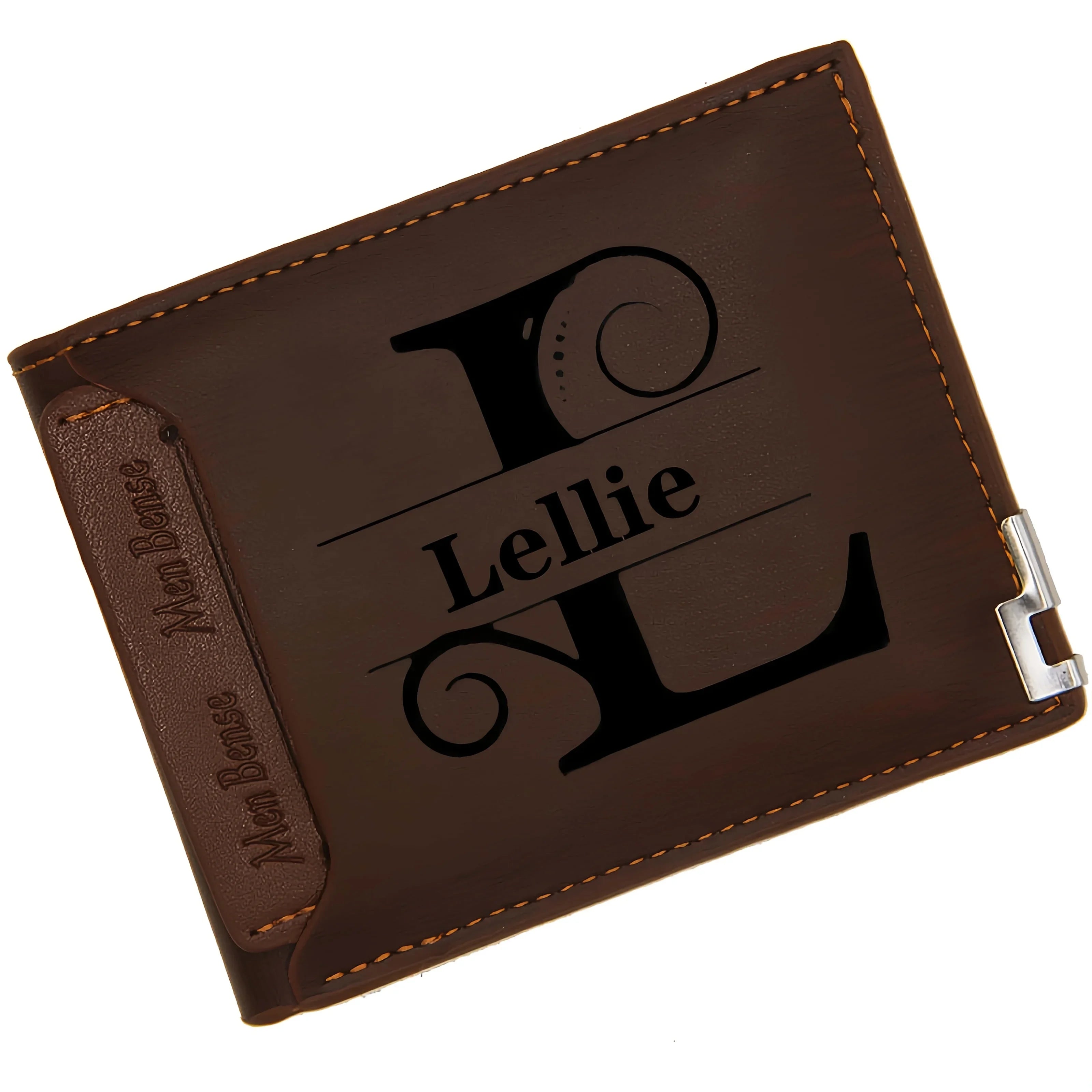 Custom Engraved Initials & Name PU Leather Wallet Men Gift for Birthday, Anniversary, Father's Day, Christmas Gift Personalized