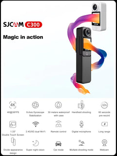 SJCAM C300 Pocket Action Camera 4K FHD With Long Battery Life Video 30M Waterproof 5G WiFi Camera Sport Action Cam