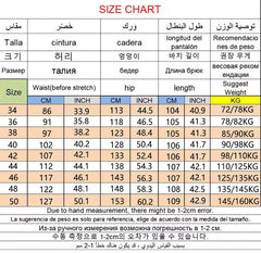 34-50 Sizes Men's Stretch Jeans Straight Leg Denim Pants Extended Sizing Blue/Black Streetwear Relaxed Fit for Work & Casual