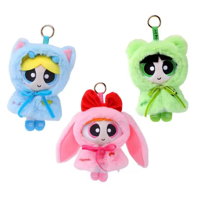 15cm HUGKIS Powerpuff Girls Cape Toy Dress Up Doll Clothes Bubble Figure Valentine Gift Cute Anime Character Collectible Gift