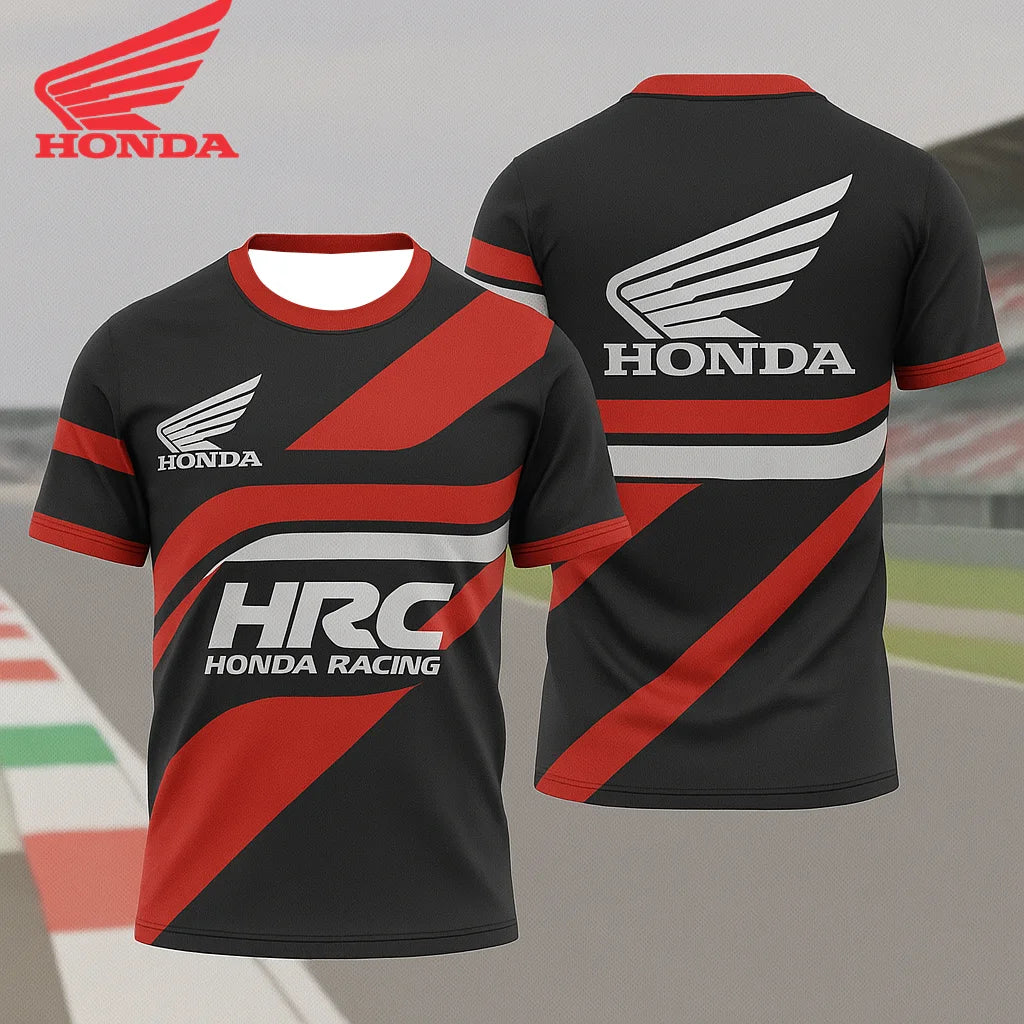 Honda HRC Racing Team Short Sleeve, Summer Breathable Sweat Wicking T-shirt, Comfortable Motorcycle and Cycling Top for Men