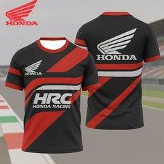 Honda HRC Racing Team Short Sleeve, Summer Breathable Sweat Wicking T-shirt, Comfortable Motorcycle and Cycling Top for Men