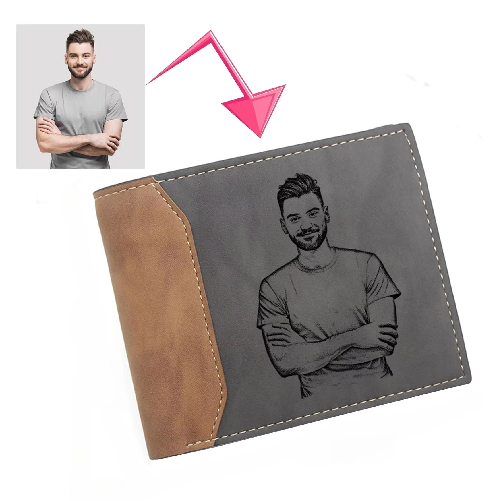Personalized Engraved Photo Wallet for Husband - Custom Father's Day Gift with Picture & Name, Stylish Bifold Design