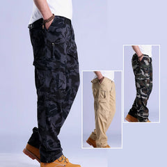 Mens Cargo Work Pants Ripstop Hiking Tactical Pants with Multi Pockets Elastic Waist Pants Cotton Joggers