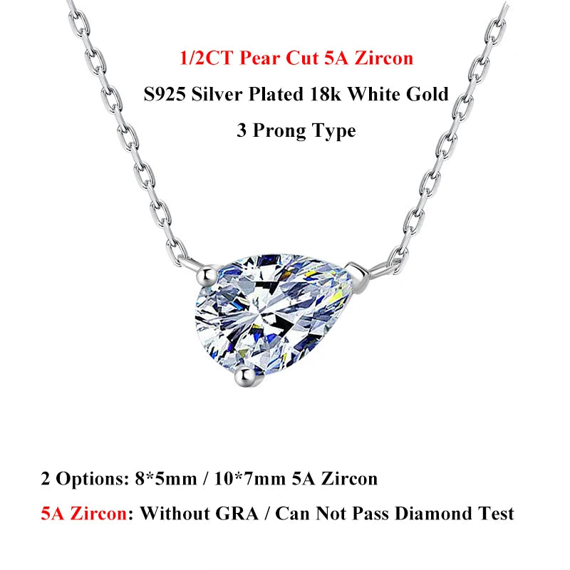 EWYA Marquise Cut 1/2CT Solitaire Moissanite Pendant Necklace Woman Man 925 Silver Lab Diamond Gra Certified Neck Chain Gift