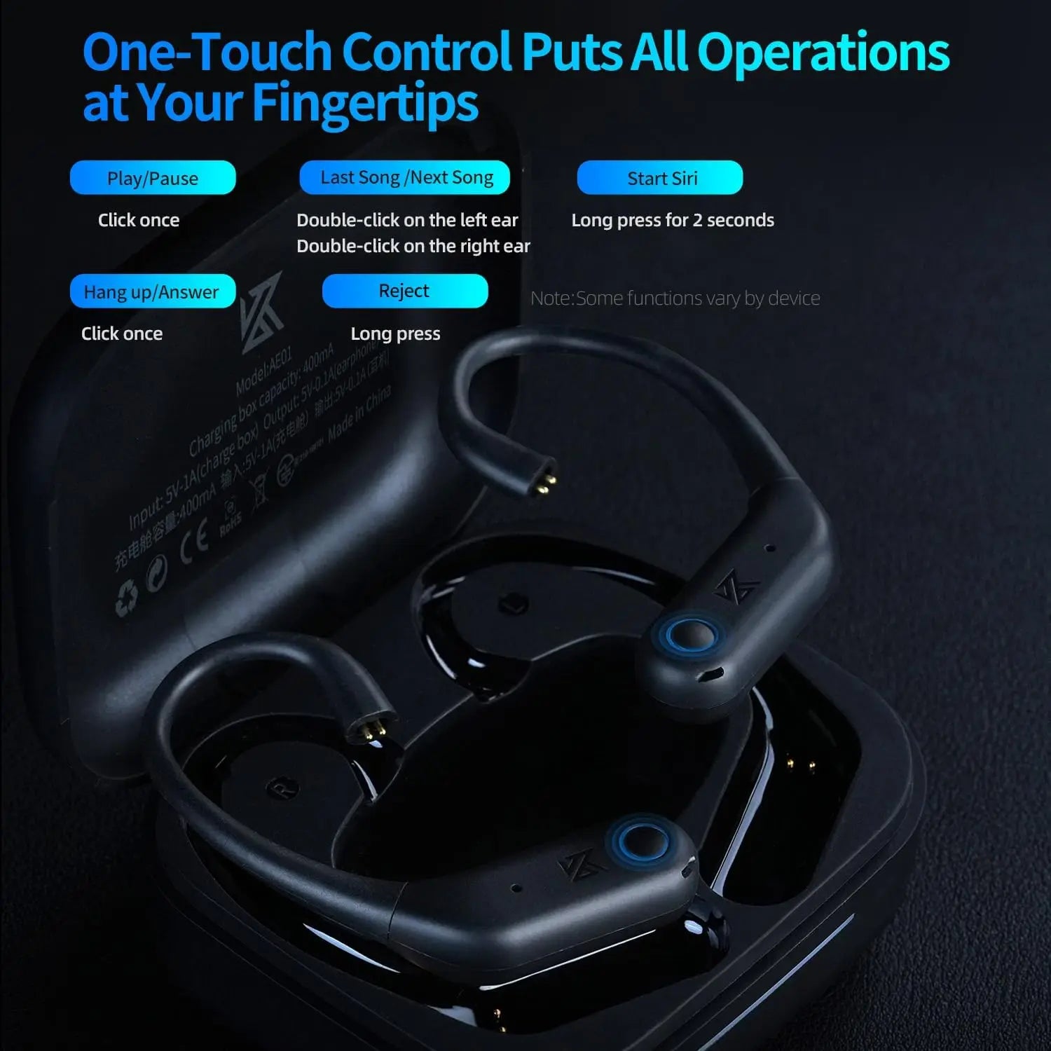 KZ AE01 Wireless Upgrade Cable Bluetooth 5.4 HIFI Bluetooth Adapter Music Earphones Wire C Pin Connector With Charging Case
