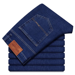 Wthinlee New Business Men's Jeans Casual Straight Stretch Fashion Classic Blue Black Work Denim Trousers Male Brand Clothing