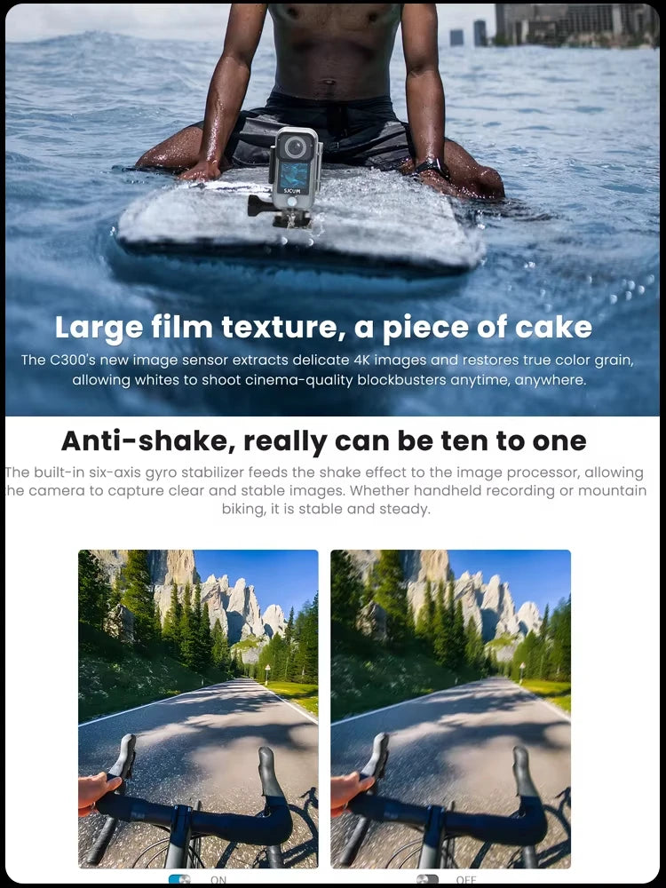 SJCAM C300 Pocket Action Camera 4K FHD With Long Battery Life Video 30M Waterproof 5G WiFi Camera Sport Action Cam