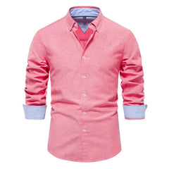 AIOPESON 2023 New Autumn Cotton Men's Oxford Shirt Long Sleeve Button Down Social Business Casual Shirts for Men