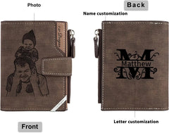 Personalized Engraved Photo Wallets for Men Custom Gifts for Dad, Husband, Boyfriend | Perfect Father's Day & Birthday Presents