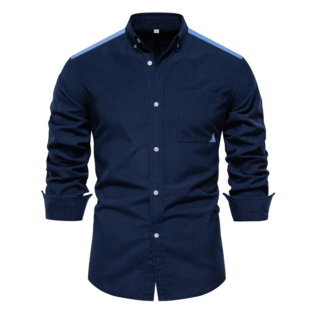 AIOPESON 2023 New Autumn Cotton Men's Oxford Shirt Long Sleeve Button Down Social Business Casual Shirts for Men