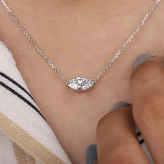 EWYA Marquise Cut 1/2CT Solitaire Moissanite Pendant Necklace Woman Man 925 Silver Lab Diamond Gra Certified Neck Chain Gift