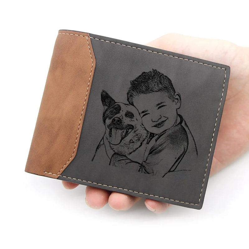 Personalized Engraved Photo Wallet for Husband - Custom Father's Day Gift with Picture & Name, Stylish Bifold Design