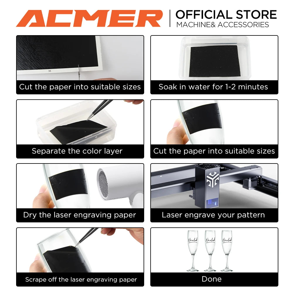 1PCS Laser Engraver Engraving Colored Marking  Paper Ceramics Glass Crystal Stone Tiles Clear Acrylic For CO2 Fiber UV  makings