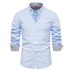 AIOPESON 2023 New Autumn Cotton Men's Oxford Shirt Long Sleeve Button Down Social Business Casual Shirts for Men