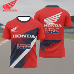 Honda HRC Racing Team Short Sleeve, Summer Breathable Sweat Wicking T-shirt, Comfortable Motorcycle and Cycling Top for Men