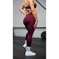 Women's Seamless Gym Solid Color Sports Pants White Edge Waist Tight High Waist Hip Lifting Yoga Pants Running Exercise Pants