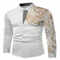 New Business Men's Long Sleeve Casual Shirt, Single Sleeve Totem Collar Long Sleeve Wedding Party Clothing 6XL Quick Shipping