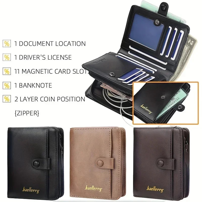 Custom Engrave Name High Quality Man Short Wallets Personalized Name Zipper Coin Pocket Wallet Christmas Father's Day Gift