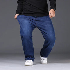 34-50 Sizes Men's Stretch Jeans Straight Leg Denim Pants Extended Sizing Blue/Black Streetwear Relaxed Fit for Work & Casual