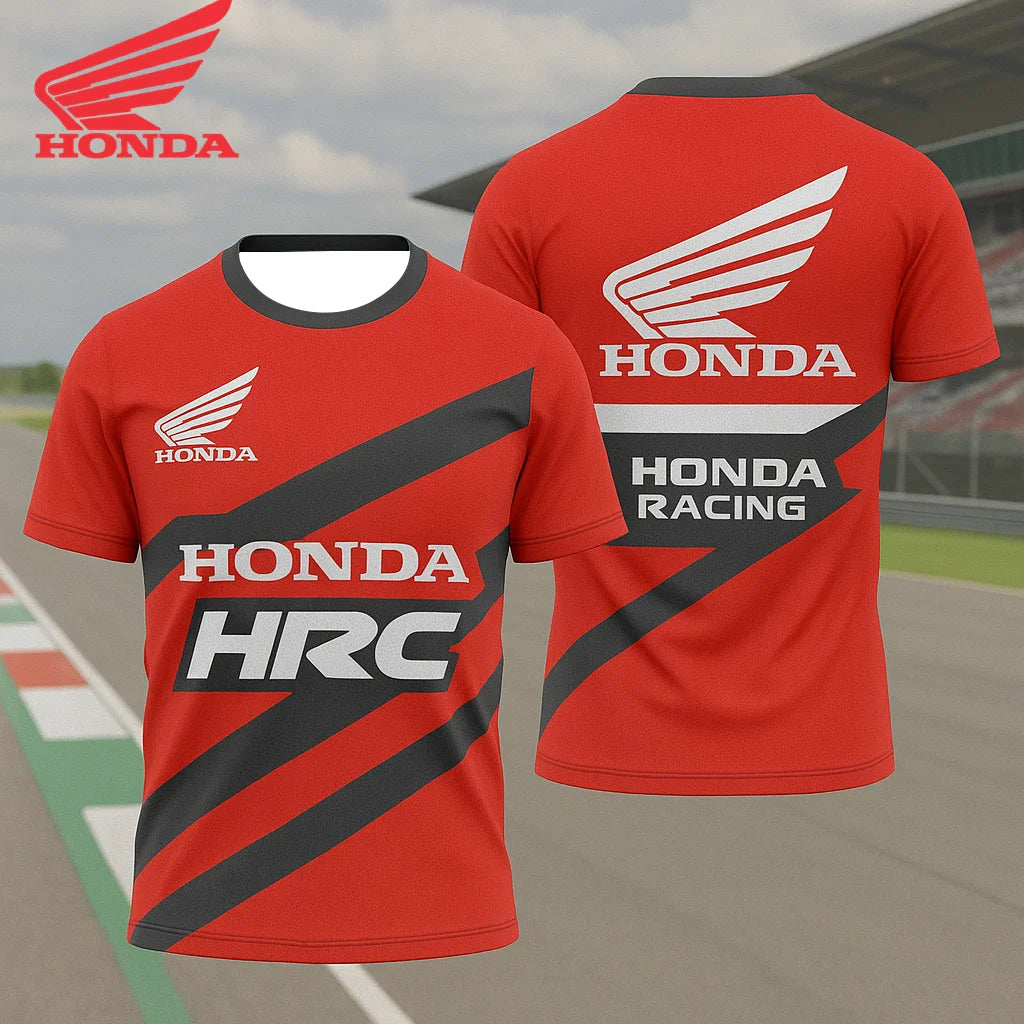 Honda HRC Racing Team Short Sleeve, Summer Breathable Sweat Wicking T-shirt, Comfortable Motorcycle and Cycling Top for Men