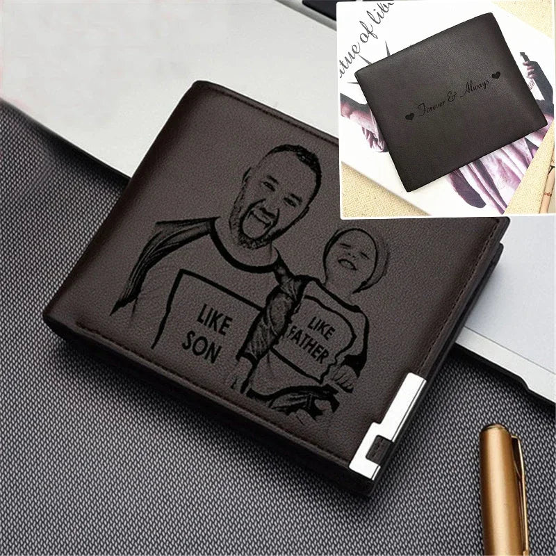 Personalized Engraved Man Bifold Wallets Custom Photo Wallet Custom Photo Premium Wallet Father's Day Gift for Dad From Daughter