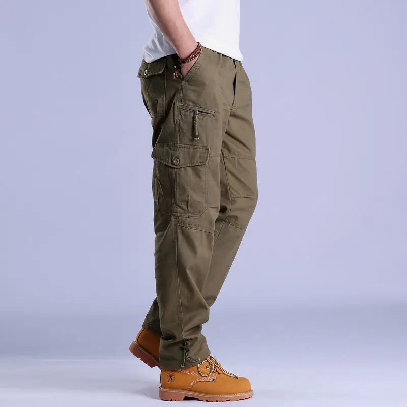 Mens Cargo Work Pants Ripstop Hiking Tactical Pants with Multi Pockets Elastic Waist Pants Cotton Joggers