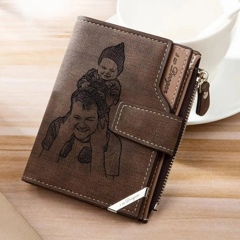 Personalized Engraved Photo Wallets for Men Custom Gifts for Dad, Husband, Boyfriend | Perfect Father's Day & Birthday Presents