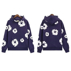 American High Street Fashion Hoodie Set Men's Bubble Print Casual Loose Fit Denim Jeans Popular Streetwear Style