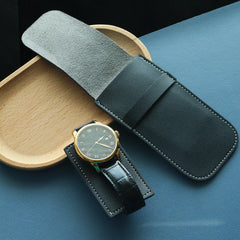 1PCS Personalized Leather Watch Pouch Travel Watch Case for Men Custom Engraved Watch Box Strap Pouch Gifts for Father