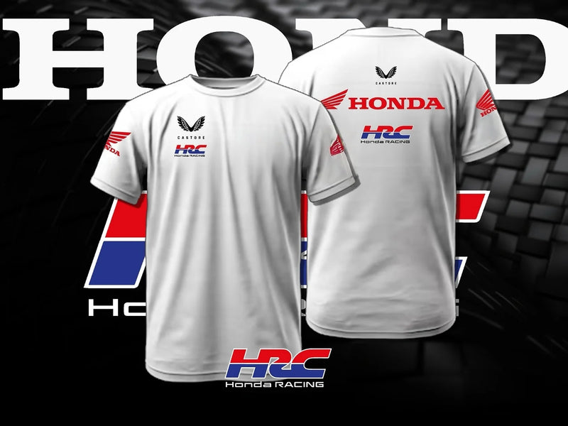 Honda HRC Motorcycle Racing Men's Summer T-shirt Breathable Cotton Short Sleeve Sports Top for Urban Riders and Outdoor Bikers