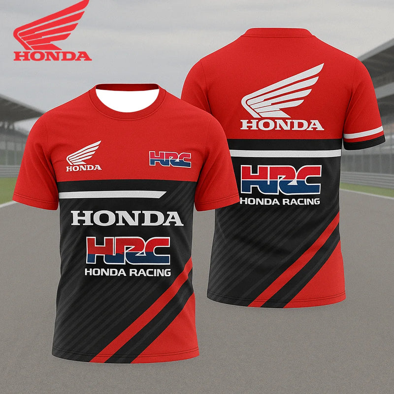 Honda HRC Racing Team Short Sleeve, Summer Breathable Sweat Wicking T-shirt, Comfortable Motorcycle and Cycling Top for Men